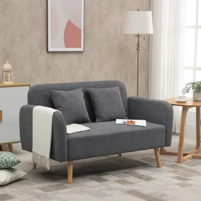 2-Sitsig Soffa med Fotstöd Loveseat i Sammet med Träben
