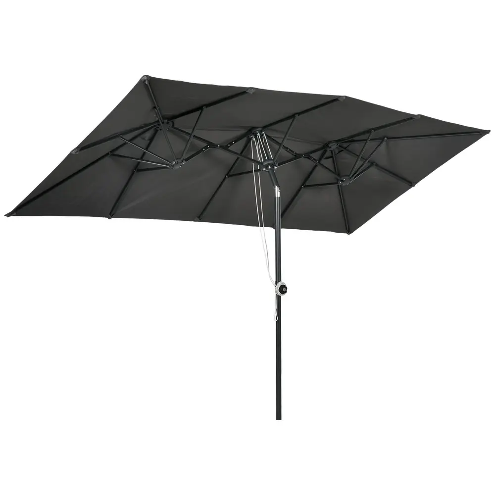 Parasoll Trädgårdsparaply Grå av Polyester 150 x 295 Cm