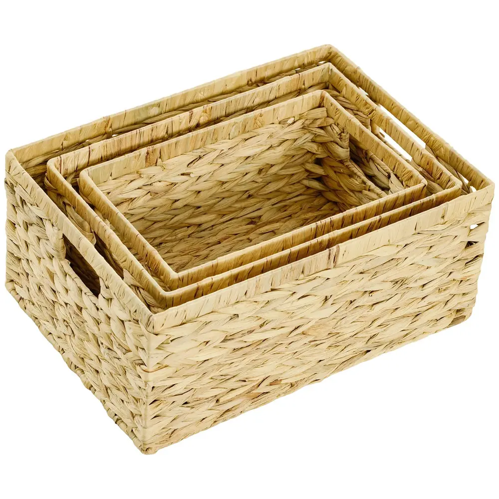 Förvaringskorgar Hyllkorgar Set Om 3 Vävda 40 x 30 x 18 Cm