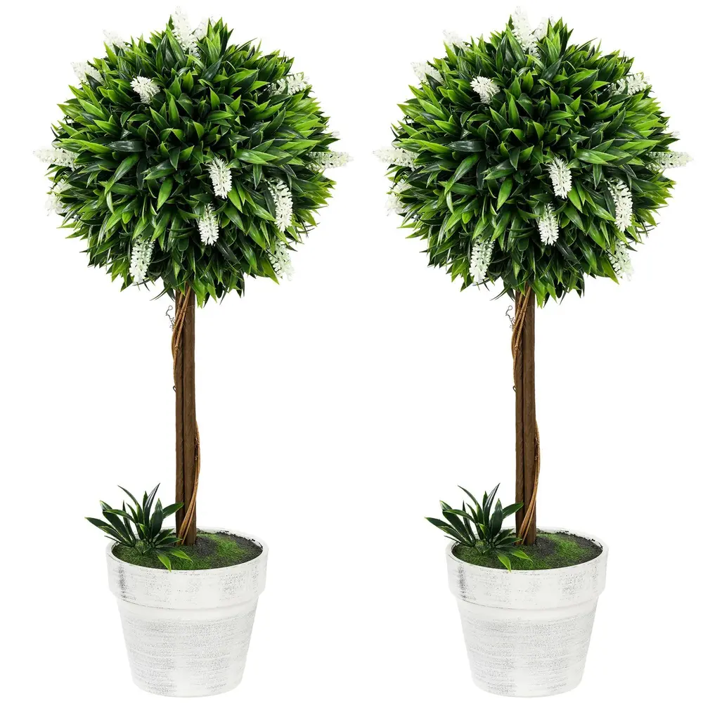 Konstgjord Växt Lavendel Set 2 Krukväxter Lila 60 Cm