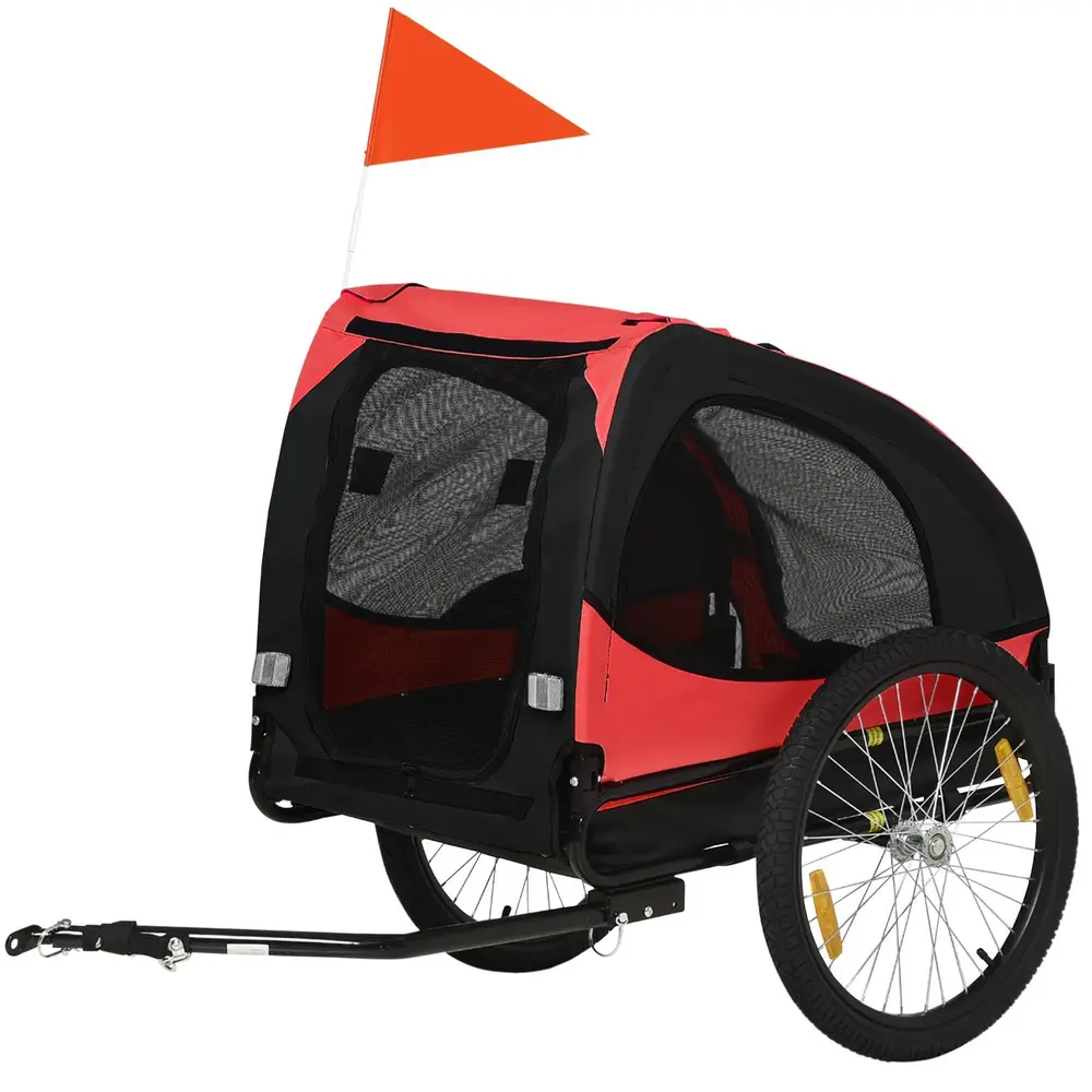 Hundvagn Cykelvagn Röd av Oxford Tyg 140 x 71 x 83 Cm