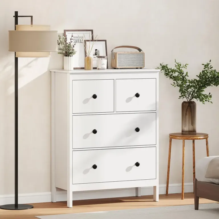 Byrå 4 Lådor för Kläder och Sängkläder Vardagsrum Modern Tystgående