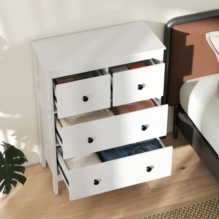 Byrå 4 Lådor för Kläder och Sängkläder Vardagsrum Modern Tystgående