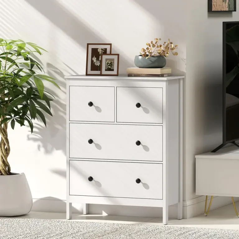 Byrå 4 Lådor för Kläder och Sängkläder Vardagsrum Modern Tystgående