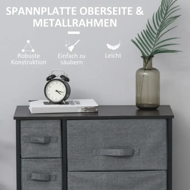 Byrå 7 Tyglådor Praktisk Förvaringsmöbel Svart