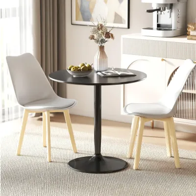 Matbord Runt Svart MDF och Stål Litet Köksbord för 2 80 cm