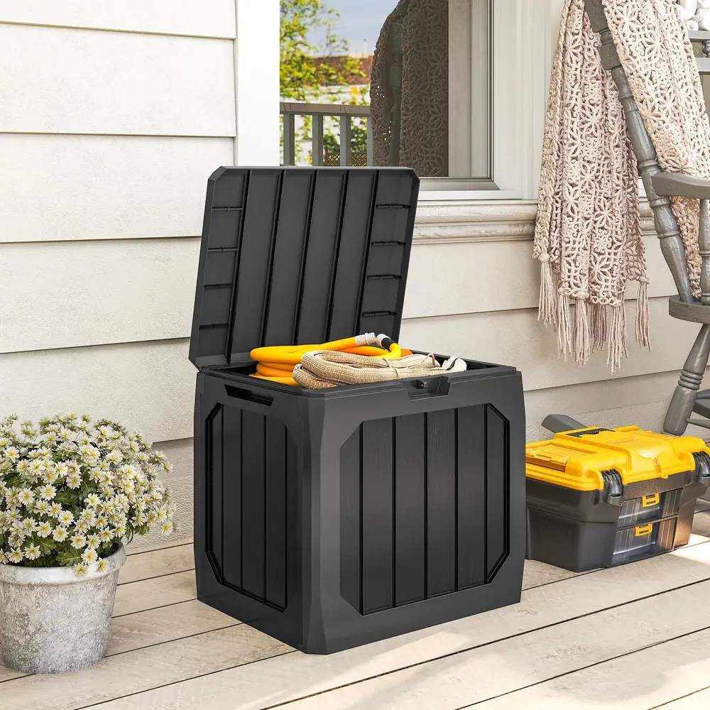 Dynbox 121 Liter Svart Plast Förvaringslåda med Handtag