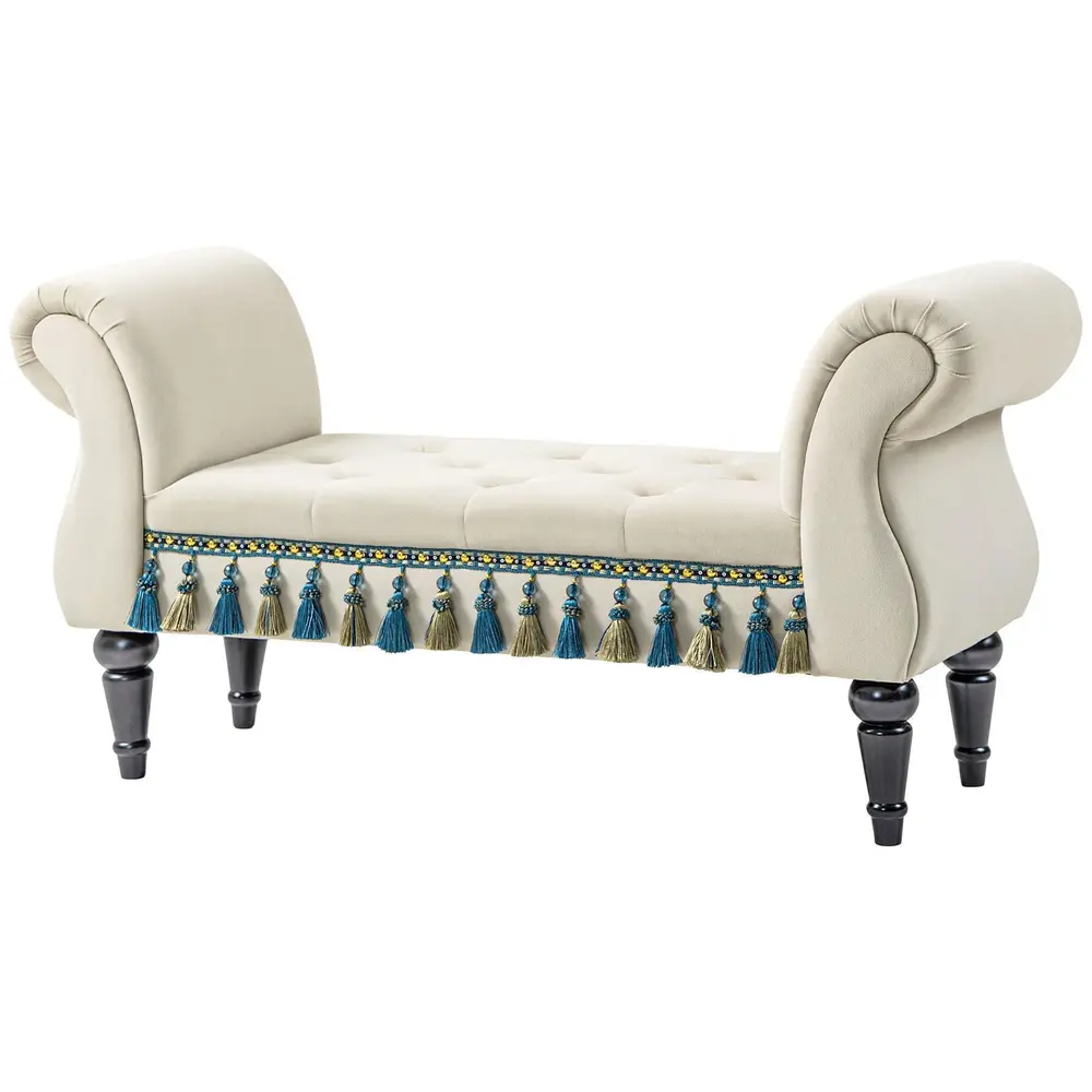 Klädd Bänk Sovrumsbänk Beige av 117 x 40 x 58 Cm
