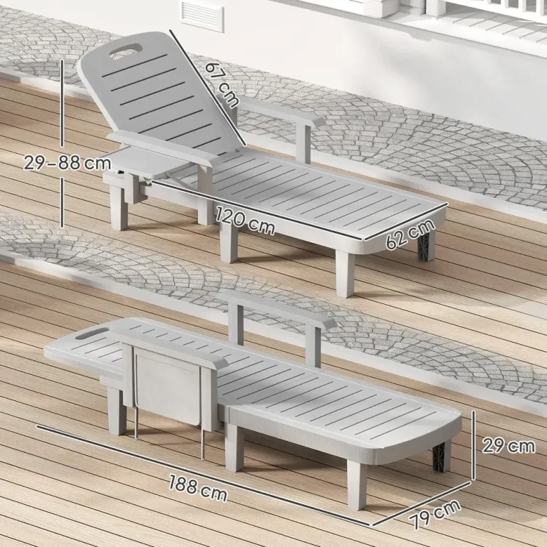 Solstol Solsäng med Sidobord Ljusgrå av Plast Ve Metall Ve
