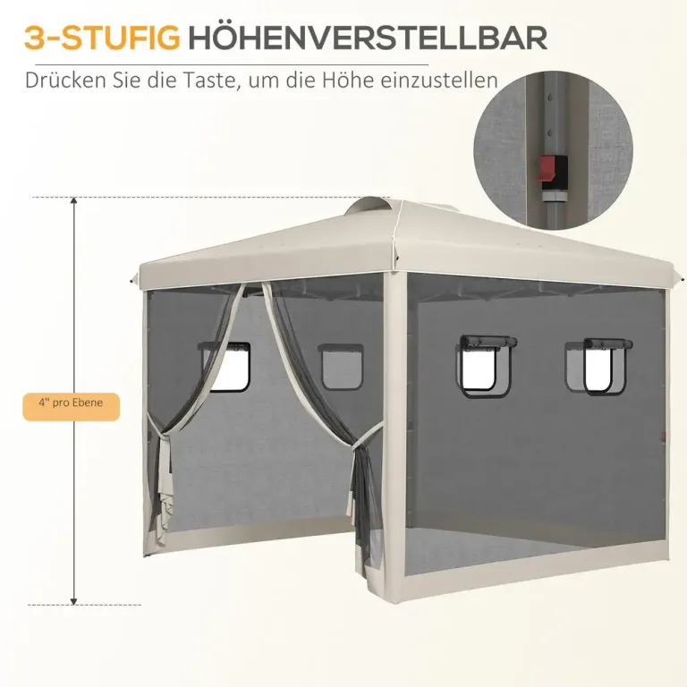 Paviljong Partytält Hopfällbart Trädgårdstält 3 x 3 x 3 m