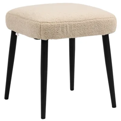 Fotpall Fyrkantig Pall Beige av Tyg 42 x 42 x 47 cm