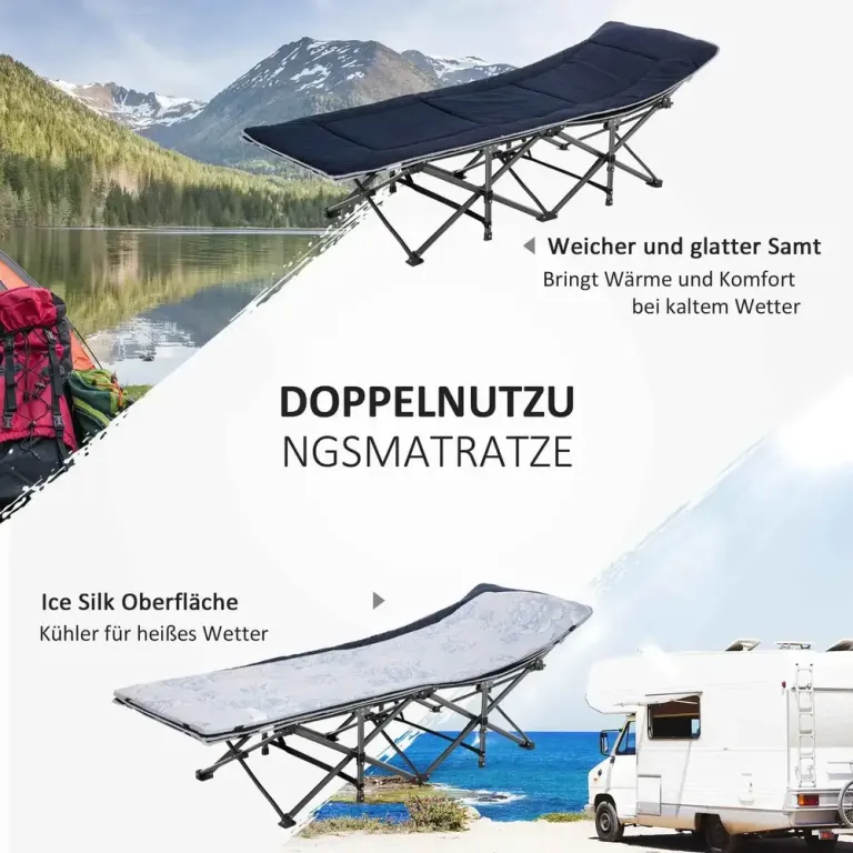 Campingsäng Tältsäng Hopfällbar Säng Vändbar Madrass Förvaringsväska