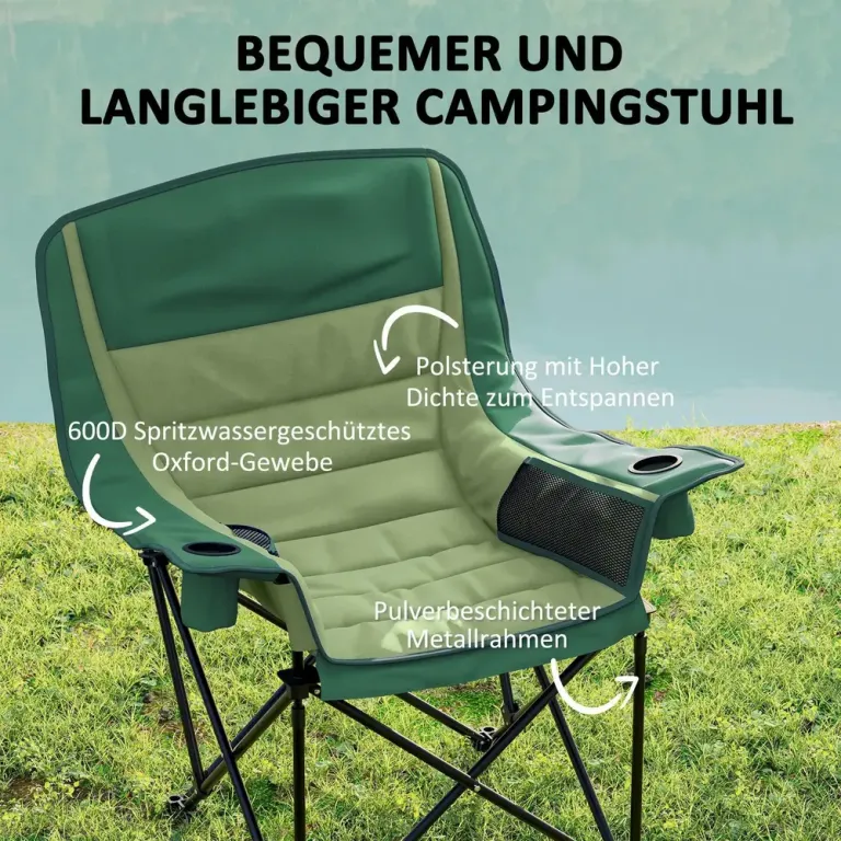 Campingstol Fällstol med Sidoficka Grön av Oxford Ve Metall