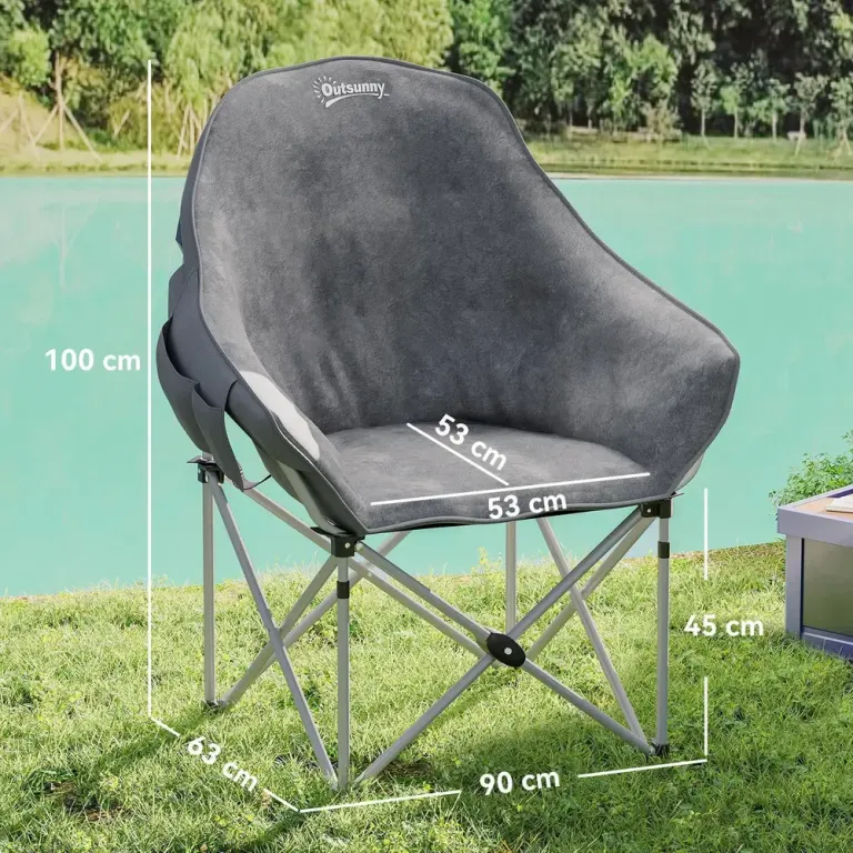 Campingstol Fiskestol Hopfällbar Grå av Tyg Ve Metall Ve