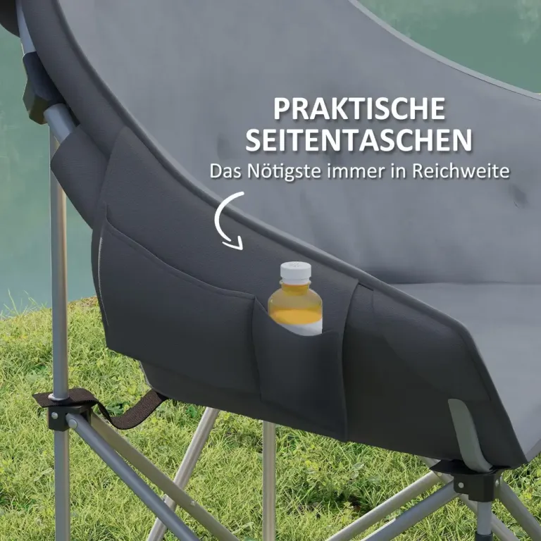 Campingstol Fiskestol Hopfällbar Grå av Tyg Ve Metall Ve