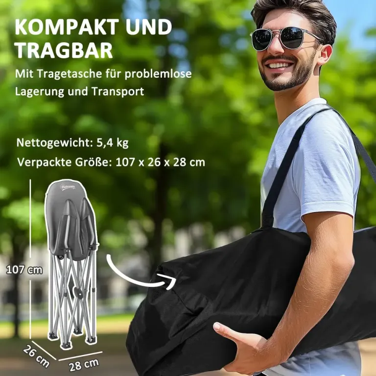 Campingstol Fiskestol Hopfällbar Grå av Tyg Ve Metall Ve