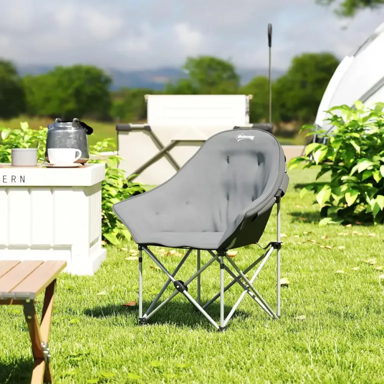 Campingstol Fiskestol Hopfällbar Grå av Tyg Ve Metall Ve