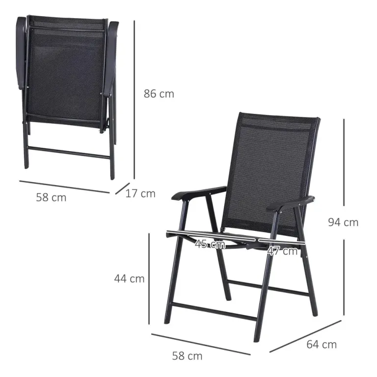 Campingstolar 2-Pack Hopfällbara Stolar 58 x 64 x 94 cm