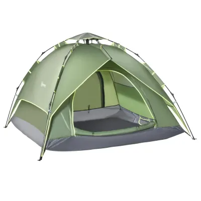 Campingtält Quick-Up för 2–3 Personer Familjetält Mörkgrön Polyester