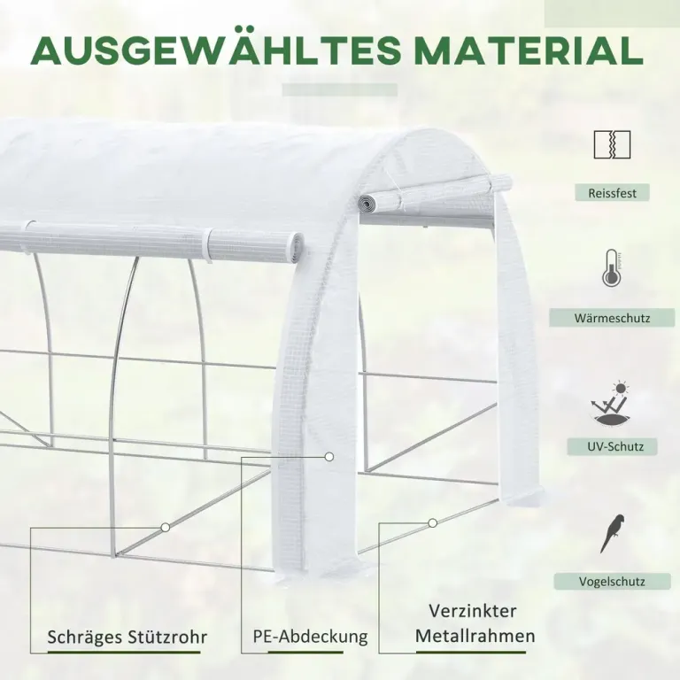 Tunnelväxthus Litet Växthus Vit av Stål och PE 3,97 x 3,02