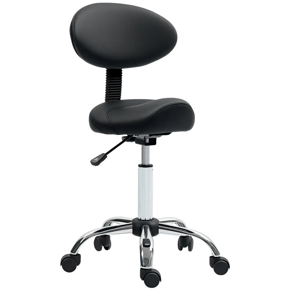 Höjdjusterbar Rullpall med Ryggstöd 360° Vridbar 83-98 Cm