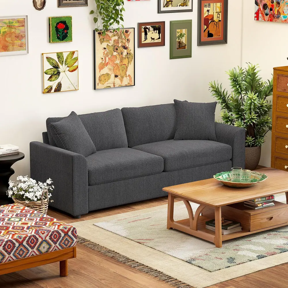 3-sits Soffa med Prydnadskuddar 212 Cm