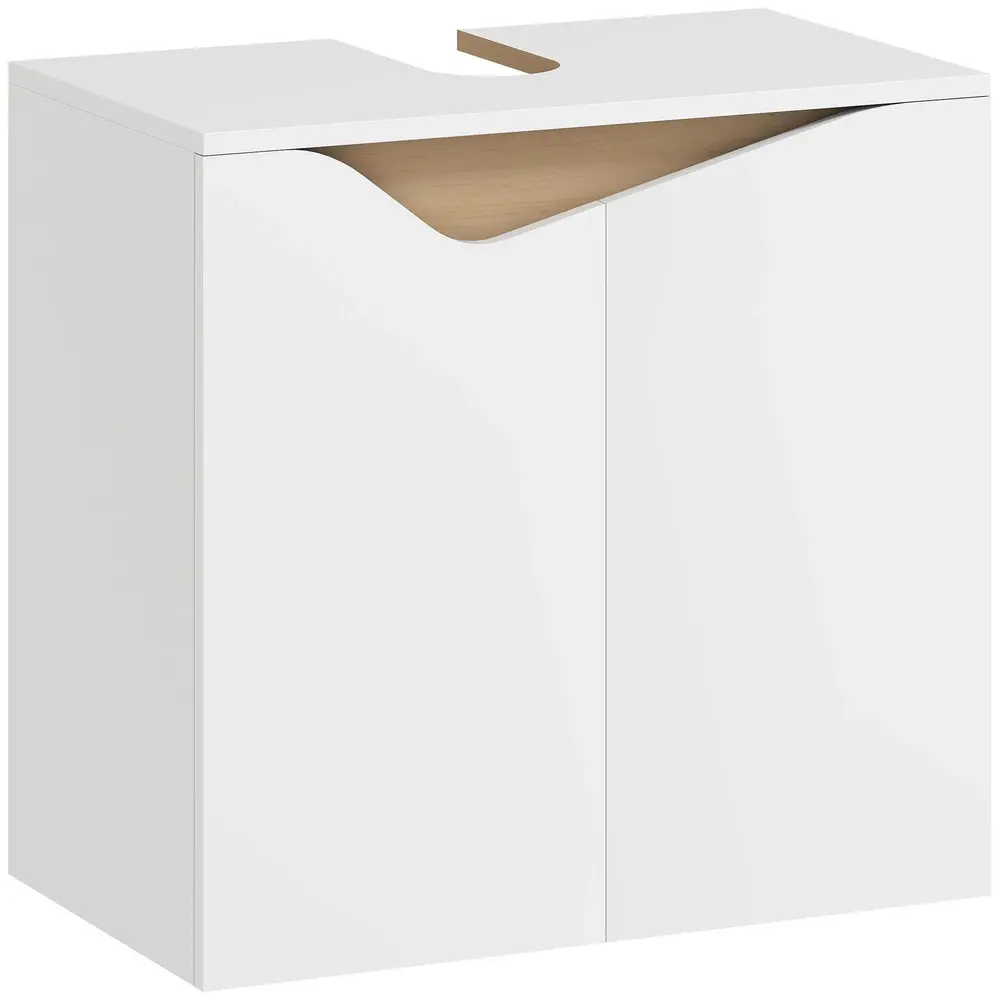 Tvättställsskåp Underskåp Vit MDF Soft Close-Dörrar 58 Cm