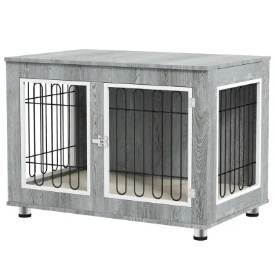 Hundbur Hundkoja Grå av Trä och Metall 90 x 58 x 65 cm