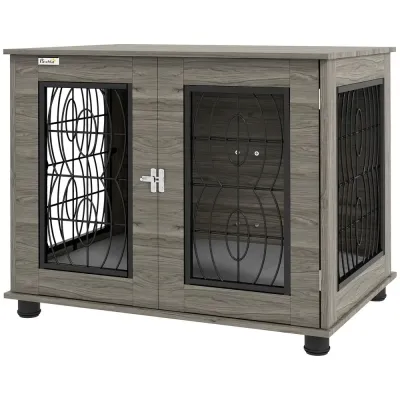 Hundbur 80 x 56 x 63 cm med Dyna, Grå