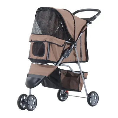 Hundvagn Husdjursvagn Buggy Kaffebrun Polyester för Hundar