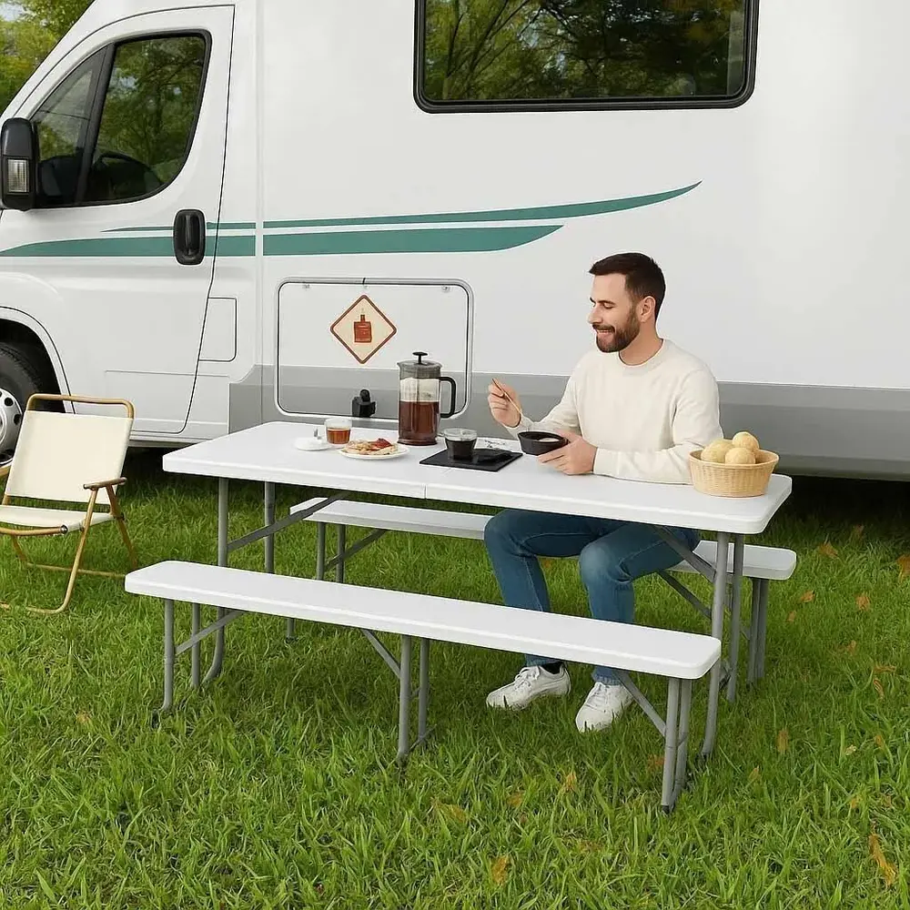 Öltältset Hopfällbart 3-Delar Vit 180 x 74 x 74 Cm