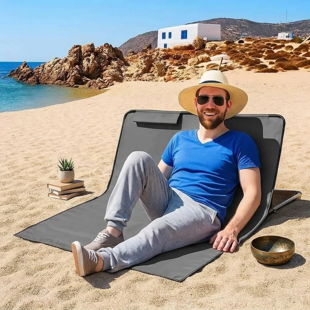 Strandmatta Strandstolar Set 2 Beige 124 x 53 x 45 Cm