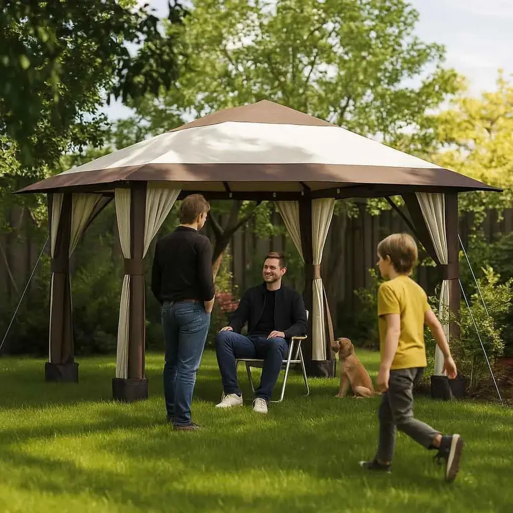 Gazebo – Hopfällbart Partytält och Meshväggar – 4x4 M