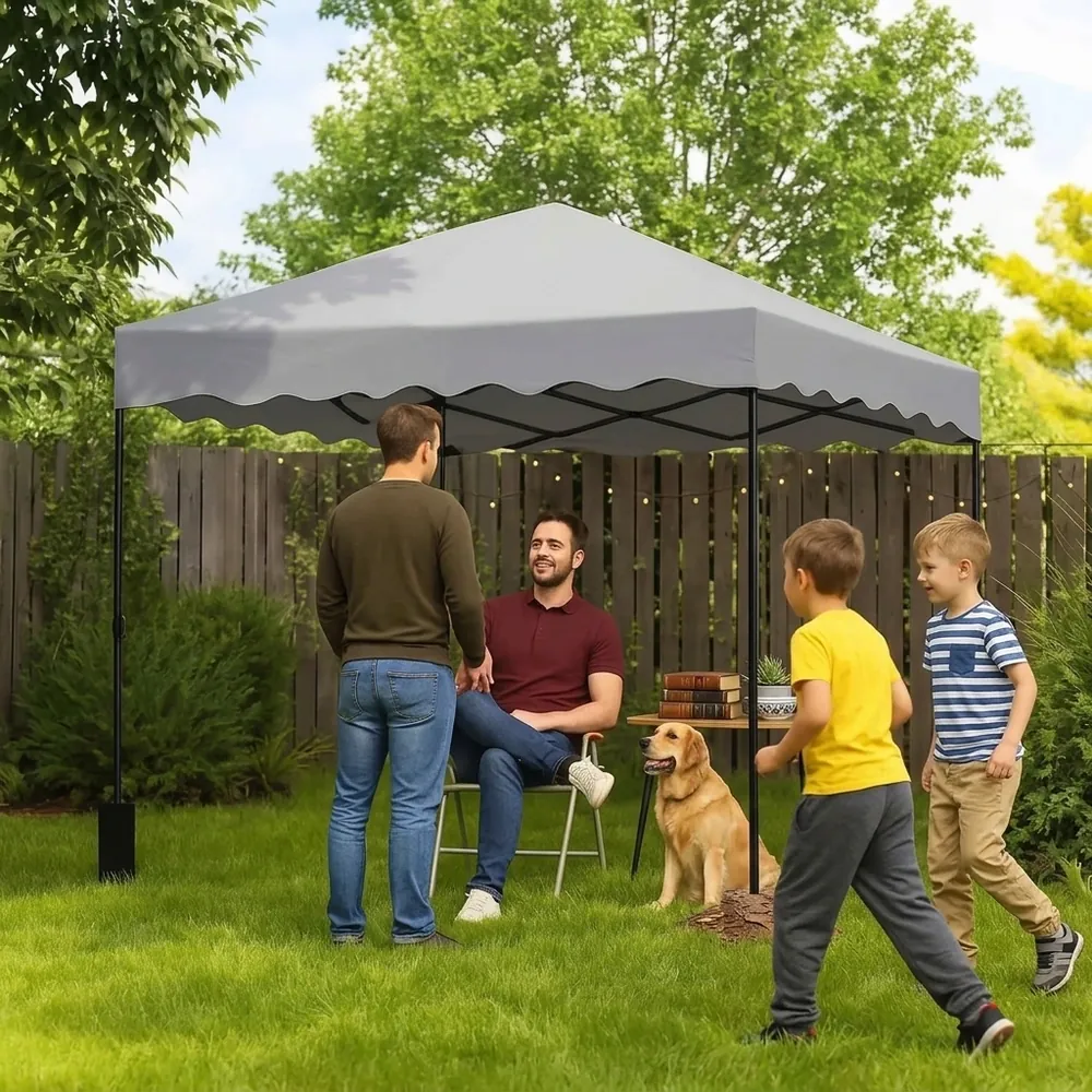 Lusthus Paviljong Pop-Up Partytält Ljusgrå 3 x 3 M