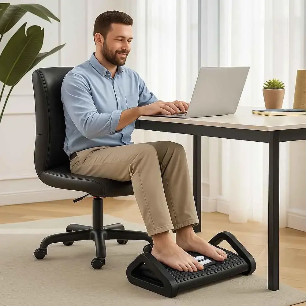 Fotstöd Skrivbord Svart av Plast Ergonomiskt