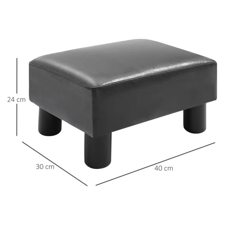 Chesterfield Pallbänk Svart Konstläder 40 x 30 x 24 cm