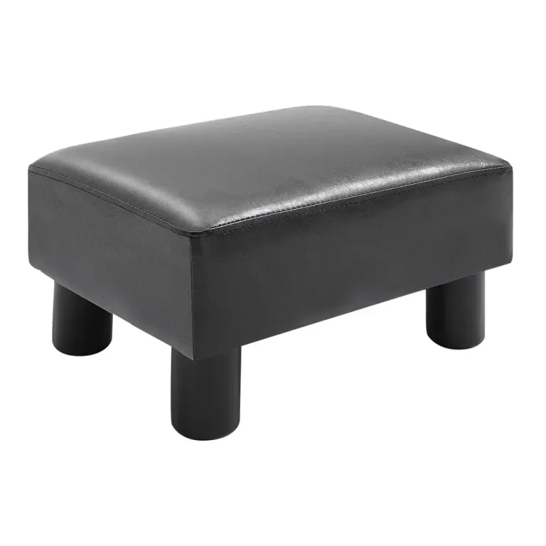 Chesterfield Pallbänk Svart Konstläder 40 x 30 x 24 cm