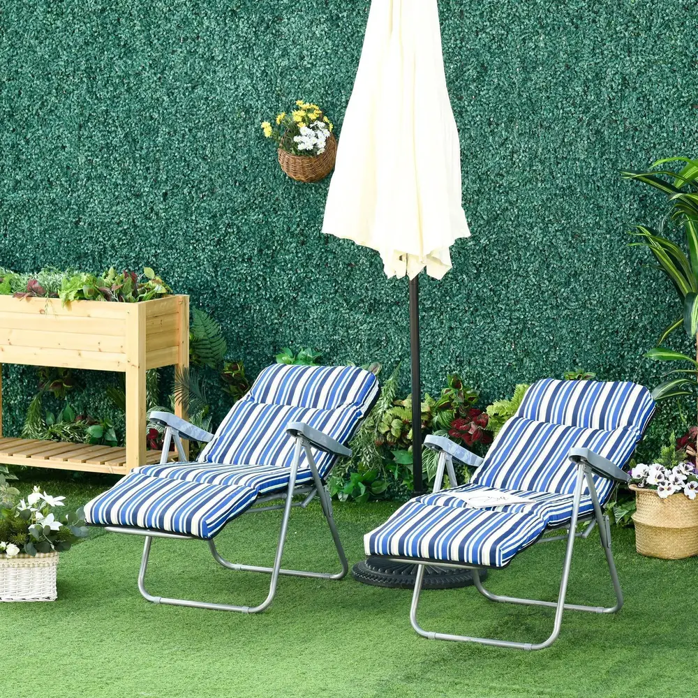 Hopfällbara Solstolar med Dynor 2-Pack 60 x 75 x 65-102 Cm