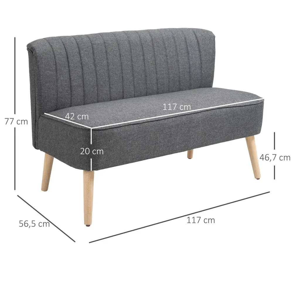2-Sitsig Soffa i Tyg Kompakt Tygsoffa 117 x 56,5 x 77 Cm