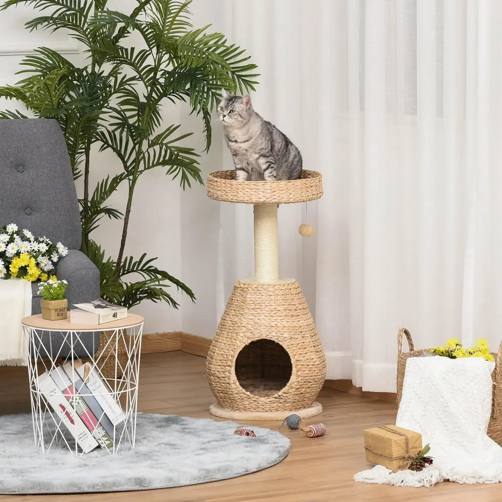 Klösträd med Kattgrotta & Lekboll 104 cm