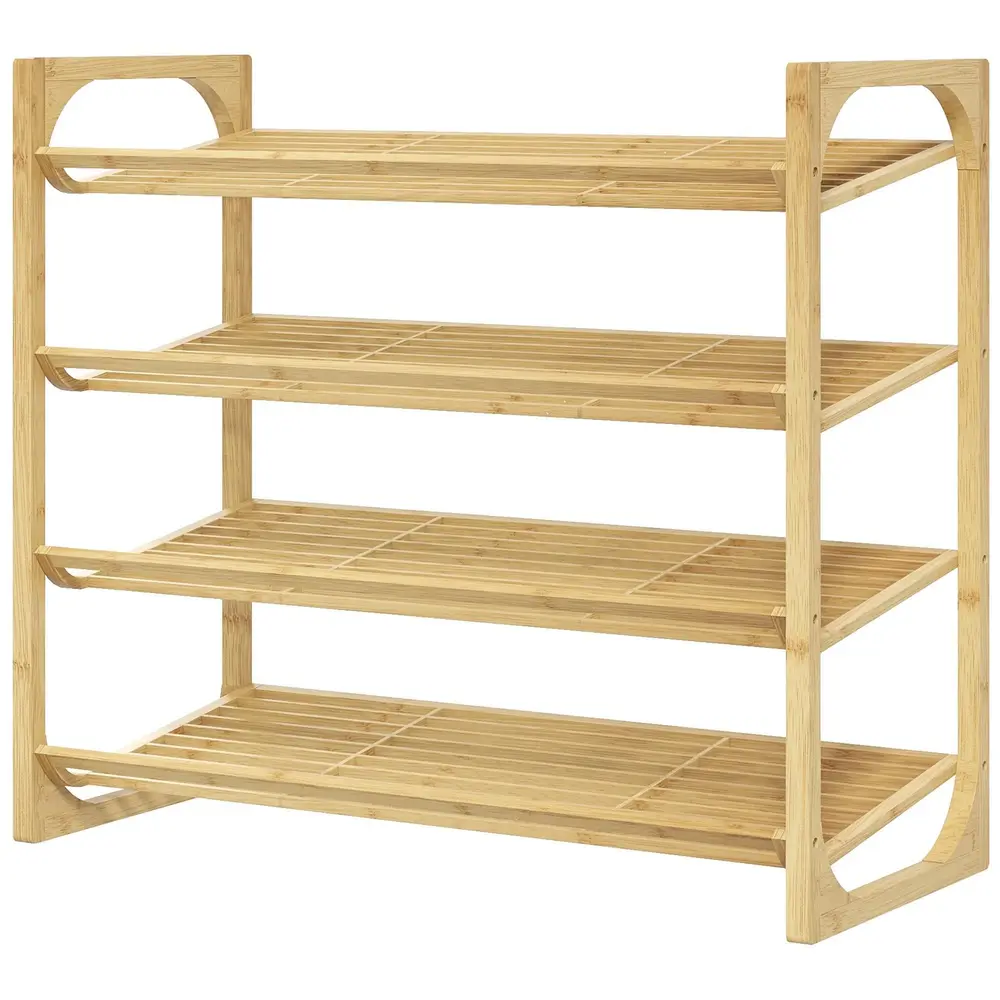 Skoställ Skohylla Natur av Bambu 4 Nivåer 76 x 33 x 67 Cm