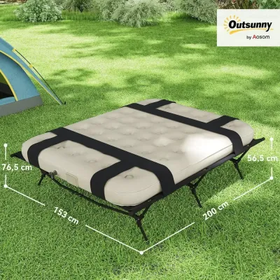 Campingsäng Gästsäng med Luftmadrass Svart 200 x 153 cm