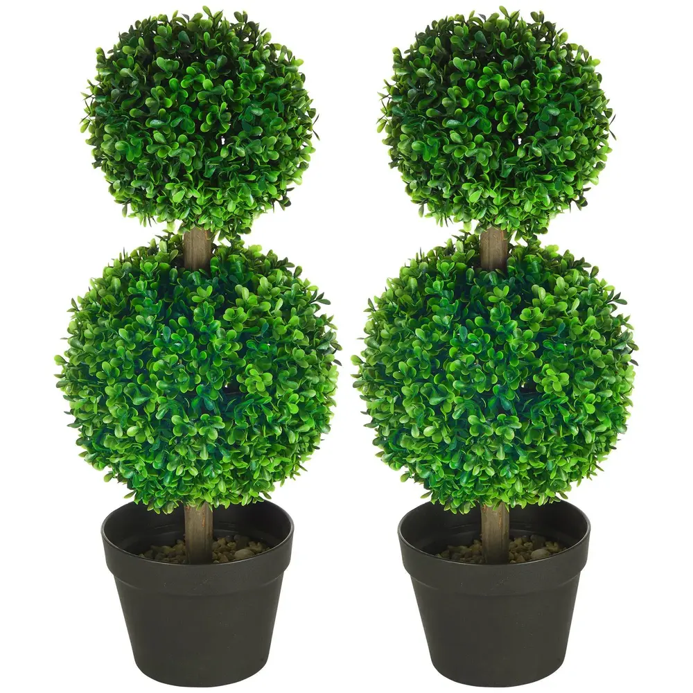 Konstgjorda Växter Buxbom Grön av Plast Set om 2 Växt 60 Cm