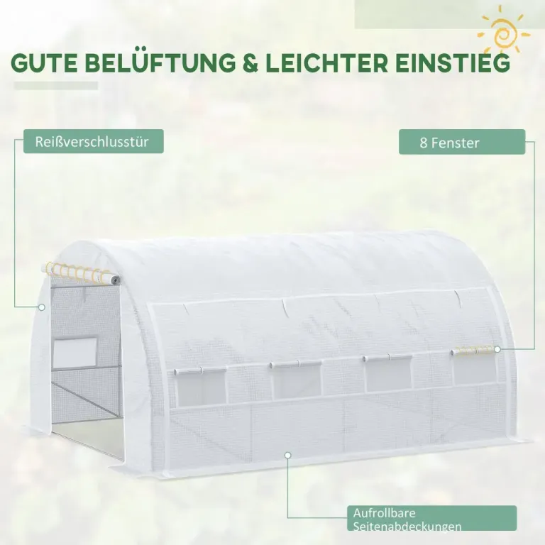 Tunnelväxthus Litet Växthus Vit av Stål och PE 3,97 x 3,02