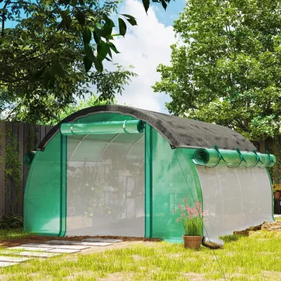 Växthus Filmtunnel 8 Fönster Grön av PE 4 x 3 x 2 m