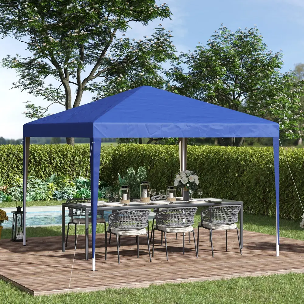 Lusthus Paviljong Pop-Up Partytält Blå av Polyester 3 x 3 M
