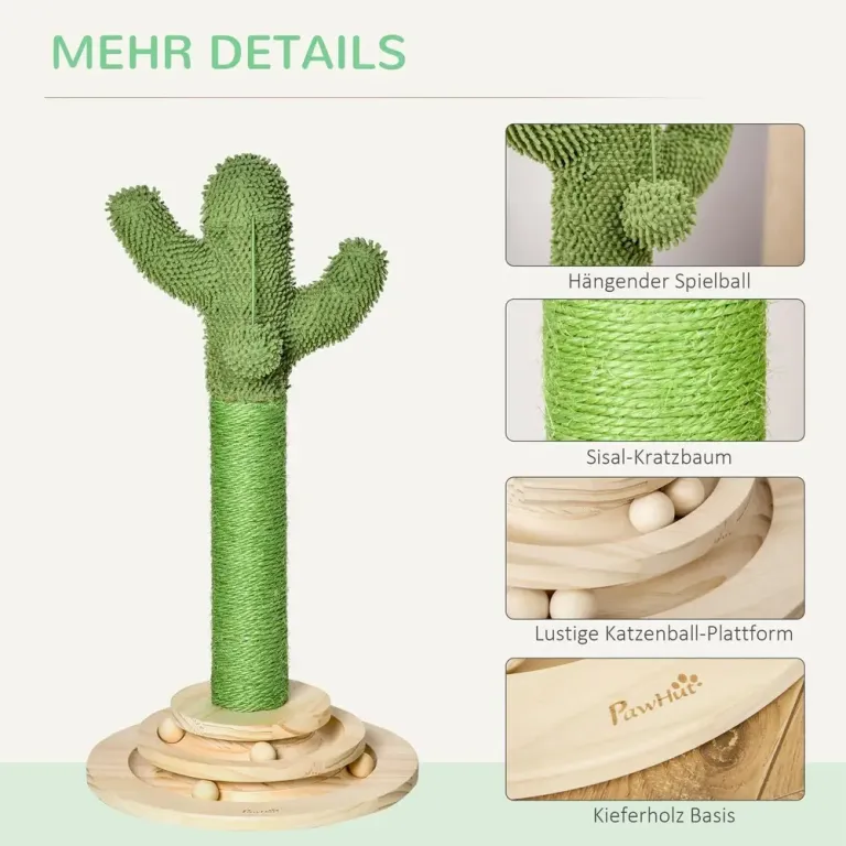 Kaktusformat Klösträd med Lekboll Rolig Klösmöbel i 60 cm