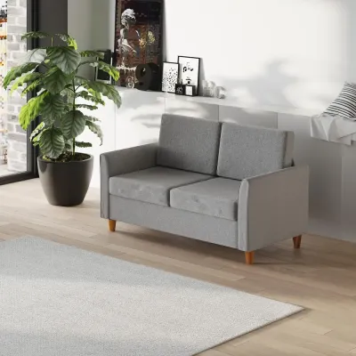 2-Sitsig Soffa i Linnetyg Loungesoffa 141 x 65 x 78 cm