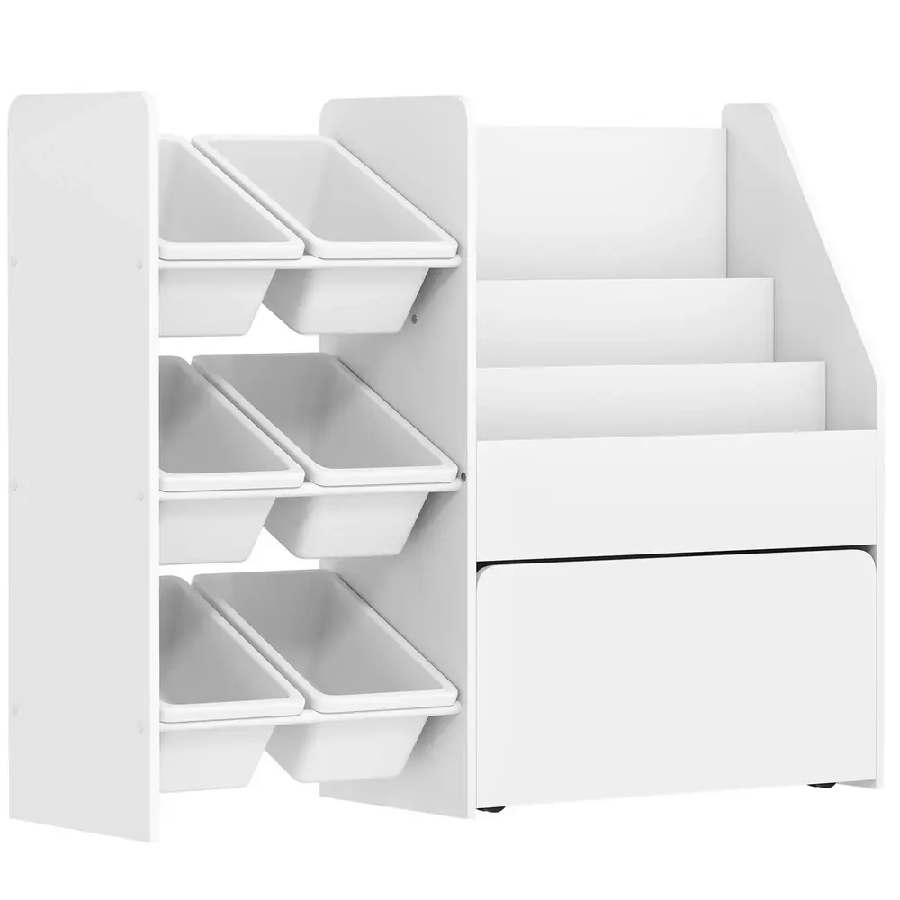 Förvaringshylla Barn med Lådor Vit MDF 100x30x80 Cm