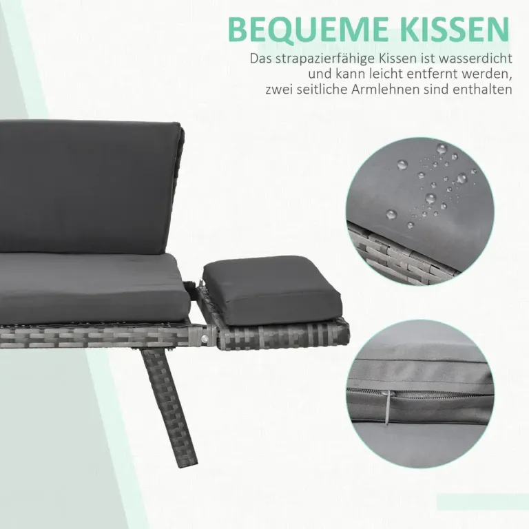 2-Sitsig Loungesoffa i Konstrotting med Fällbara Armstöd
